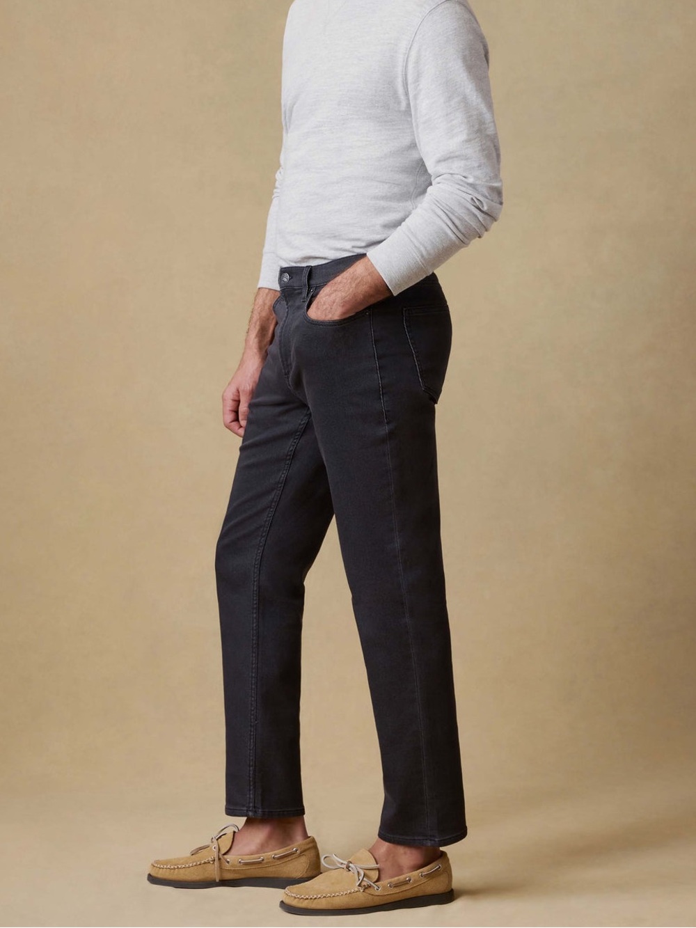 Faherty Stretch Terry 5 Pocket Pant Onyx Black Slim Straight Leg Men's 31x34